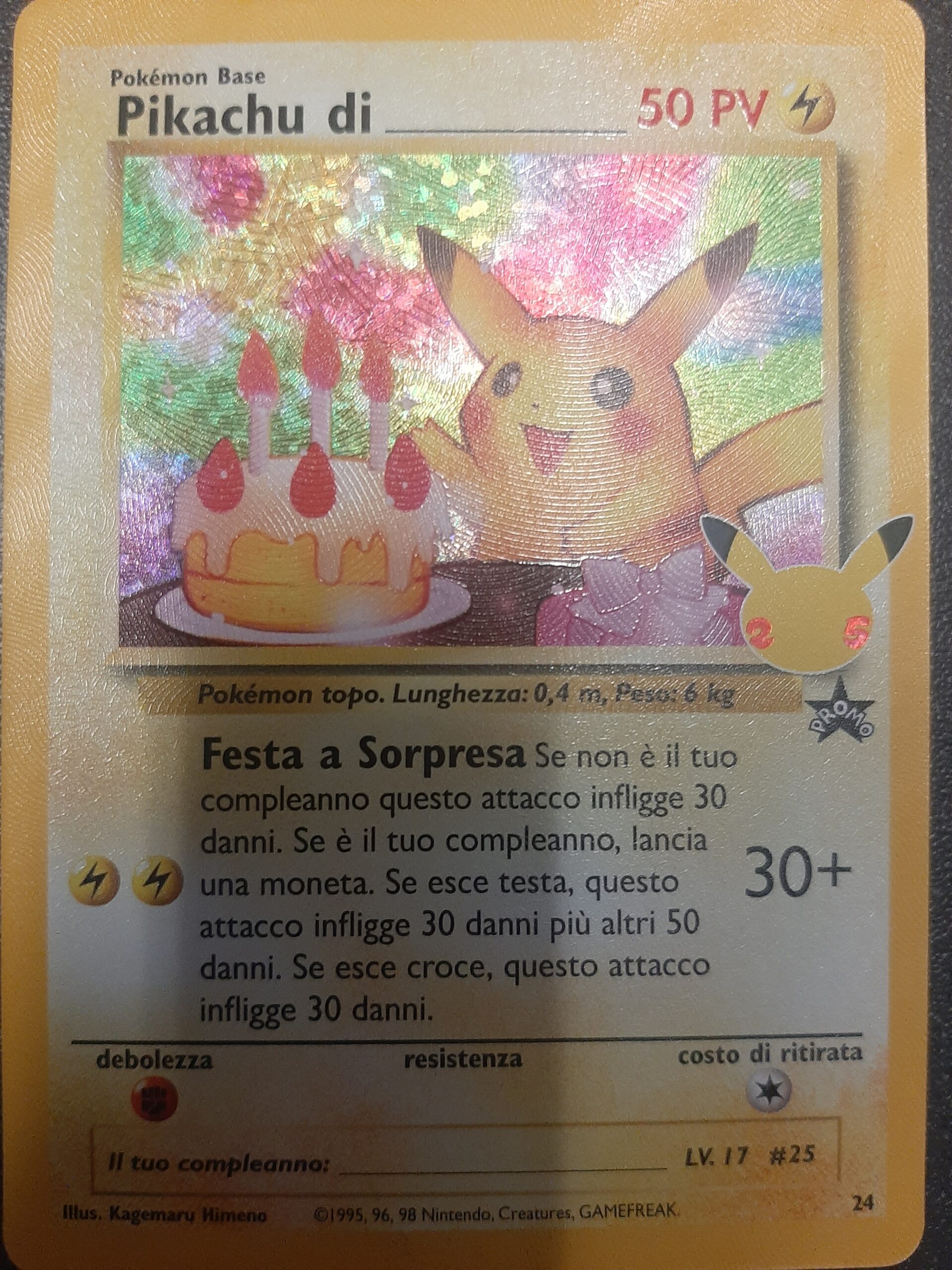 Carta Pokémon Pikachu di ________ compleanno - Gran festa 24